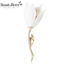 Beaut&Berry Enamel Tulip Brooches for Women Unisex Flower Pins Friends Party Gifts Banquet Jewellery Accessories