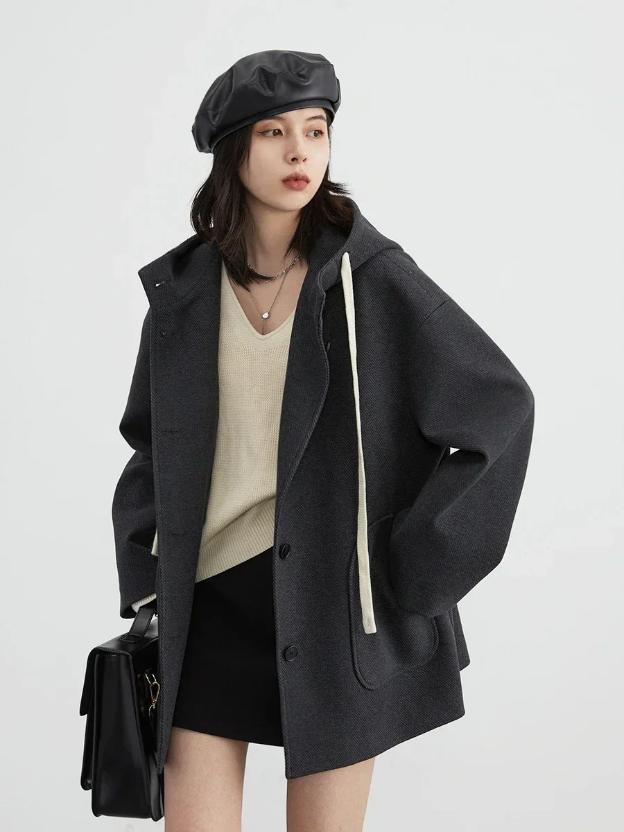 CHIC VEN Mode Frauen Woolen Mantel Neue Koreanische V-ausschnitt Einreiher Strickwaren Weibliche Oberbekleidung Frau Kleidung Herbst Winter 2023