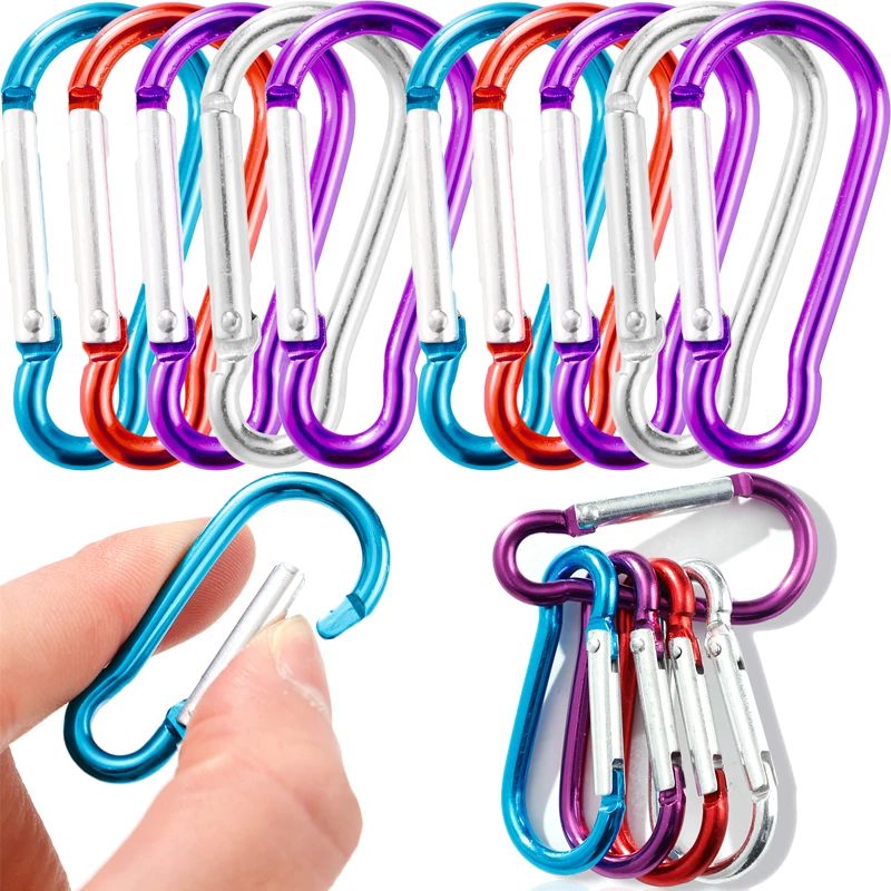 다채로운 미니 카라비너 키체인, 알루미늄 합금 D-링 버클 스프링 카라비너 스냅 후크 클립 키체인, 야외 캠핑, 5 개