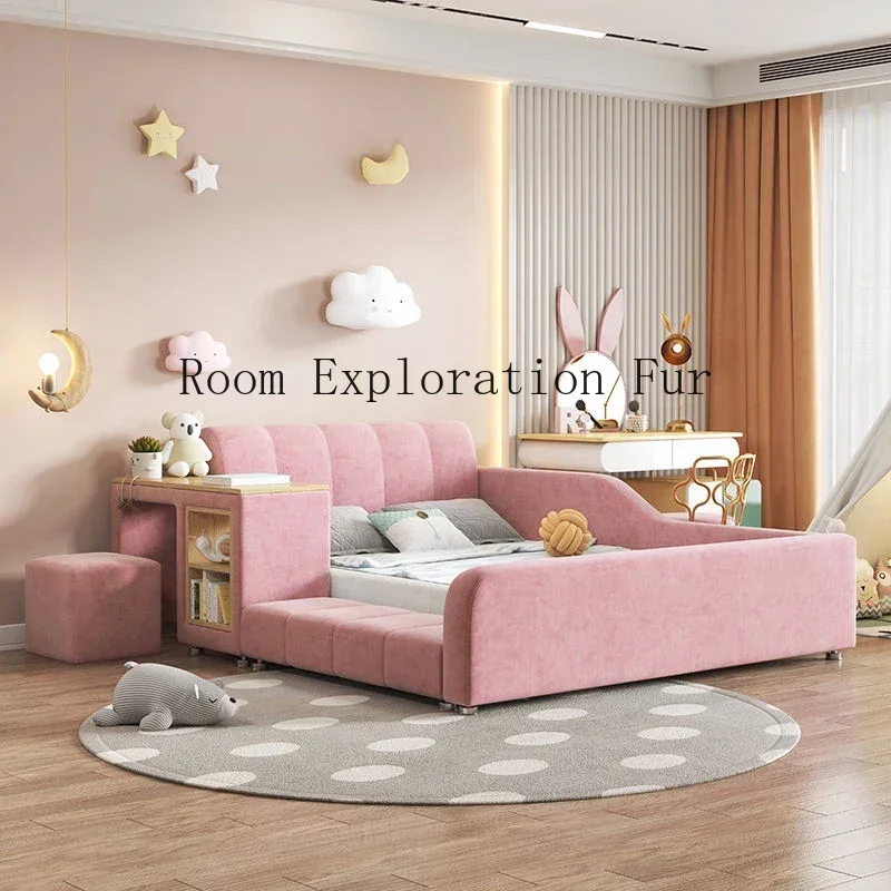 Luxury Wooden Children Beds Modern Floor with Drawers Princess Children Beds Toddler Design Kinder Bett Bedroom Furniture SR50CB