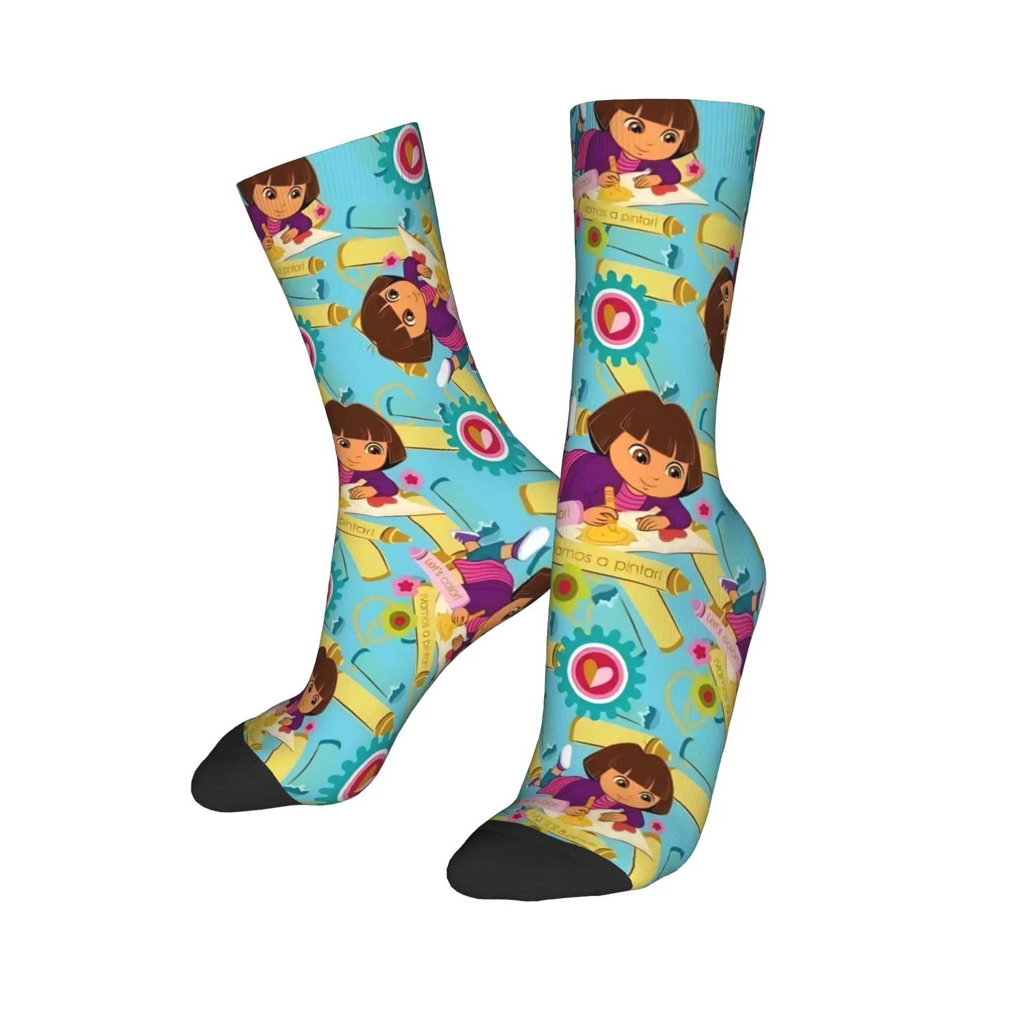 جوارب Doras The Explorer جوارب غير رسمية للنساء والرجال جوارب رياضية دافئة وناعمة للجري جوارب خريف جرافيك مضادة للانزلاق