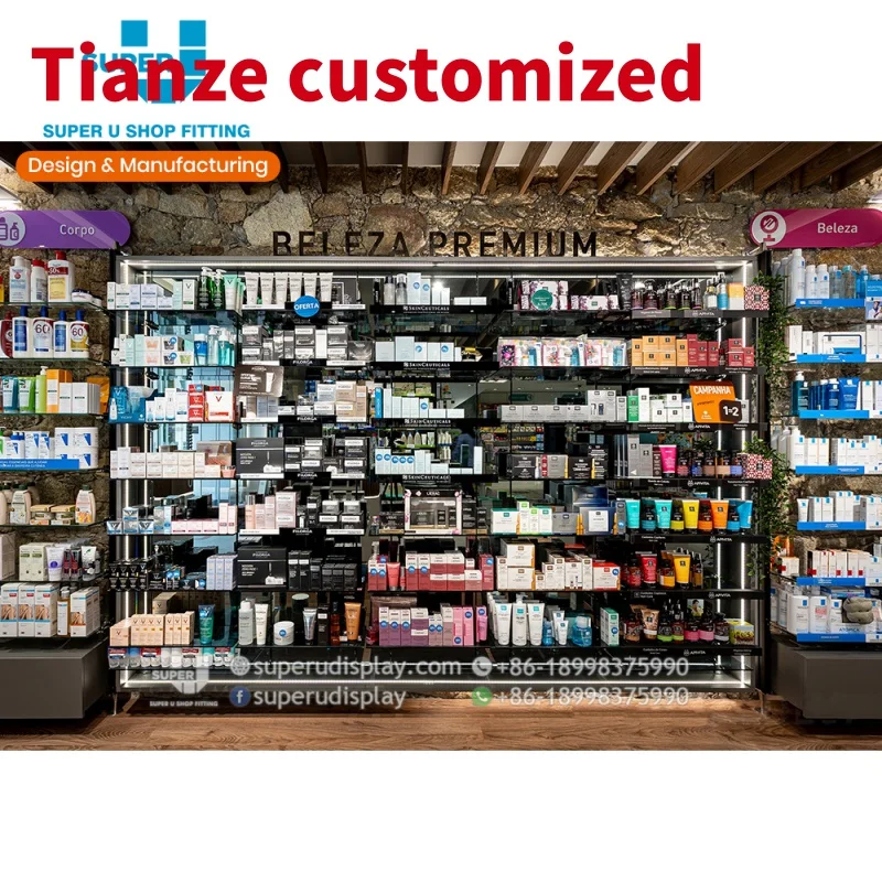 

(customized)Top Quality Small Pharmacy Counter Design Shelves Pharmacy