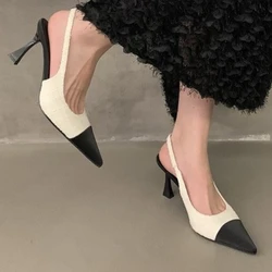 New Fashionable Comfortable Elegant Sexy Small Toe Stiletto High Heels French High Heels Baotou Back Hollow Sandals Women