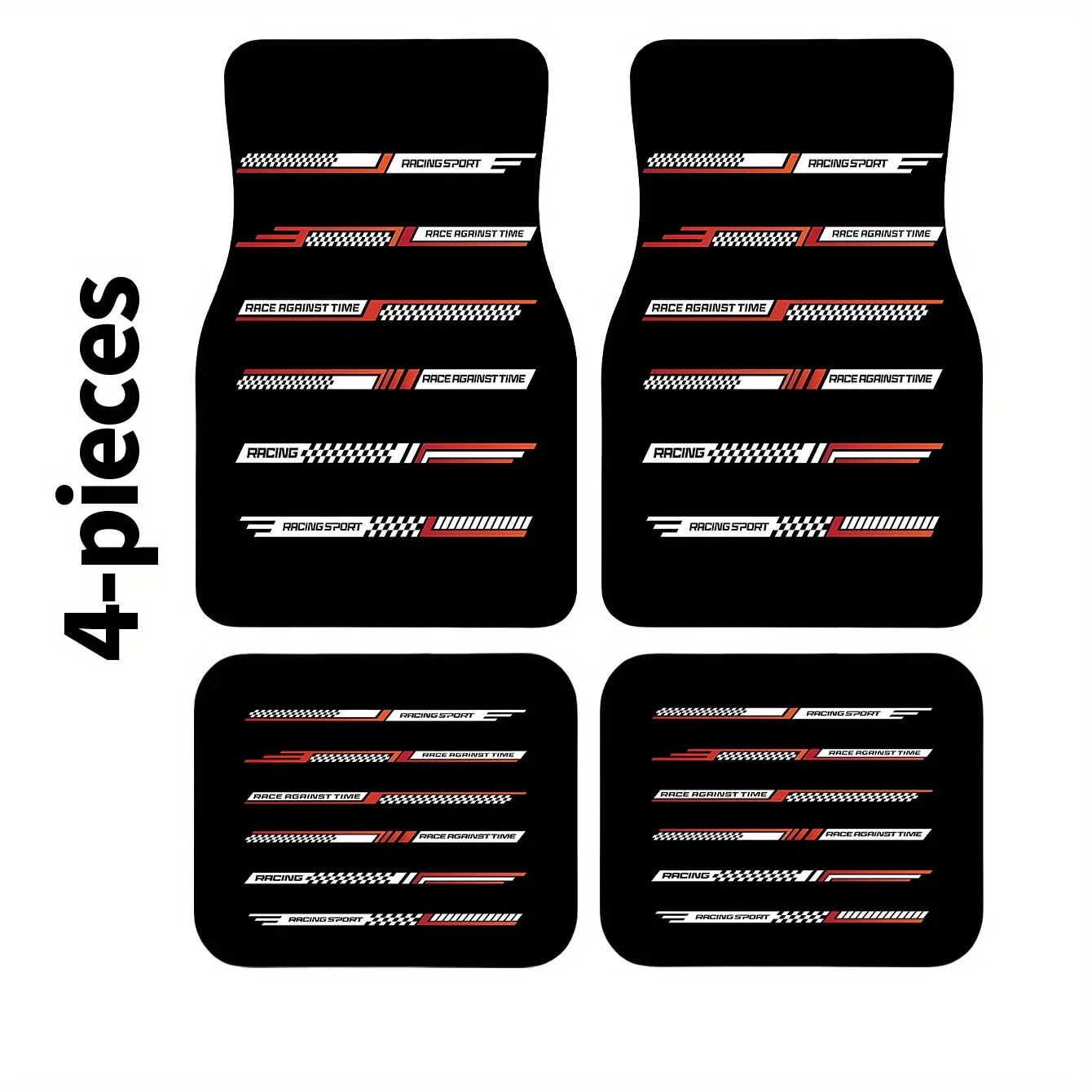 4pcs Car Logo Printed Floor Mats Set, Stylish Vibrant Red Design, Excellent For Upgrading Sedan And SUV Interior Style