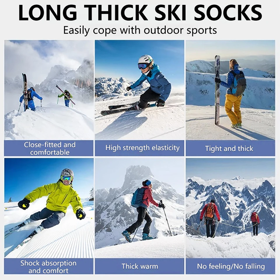 NOFOXO Thickened Thermal Absorb Sport socks High Elastic Snowboarding Cycling Adult Outdoor High Tube Sport socks Men Women