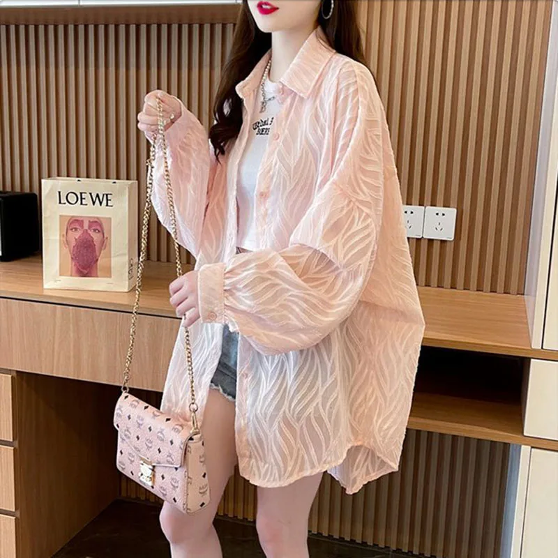 Summer Light Breathable Sun Protection Shirt Womens New Relaxed Long Sun Protection Coat Female Casual Sun Prevent Bask Blouse