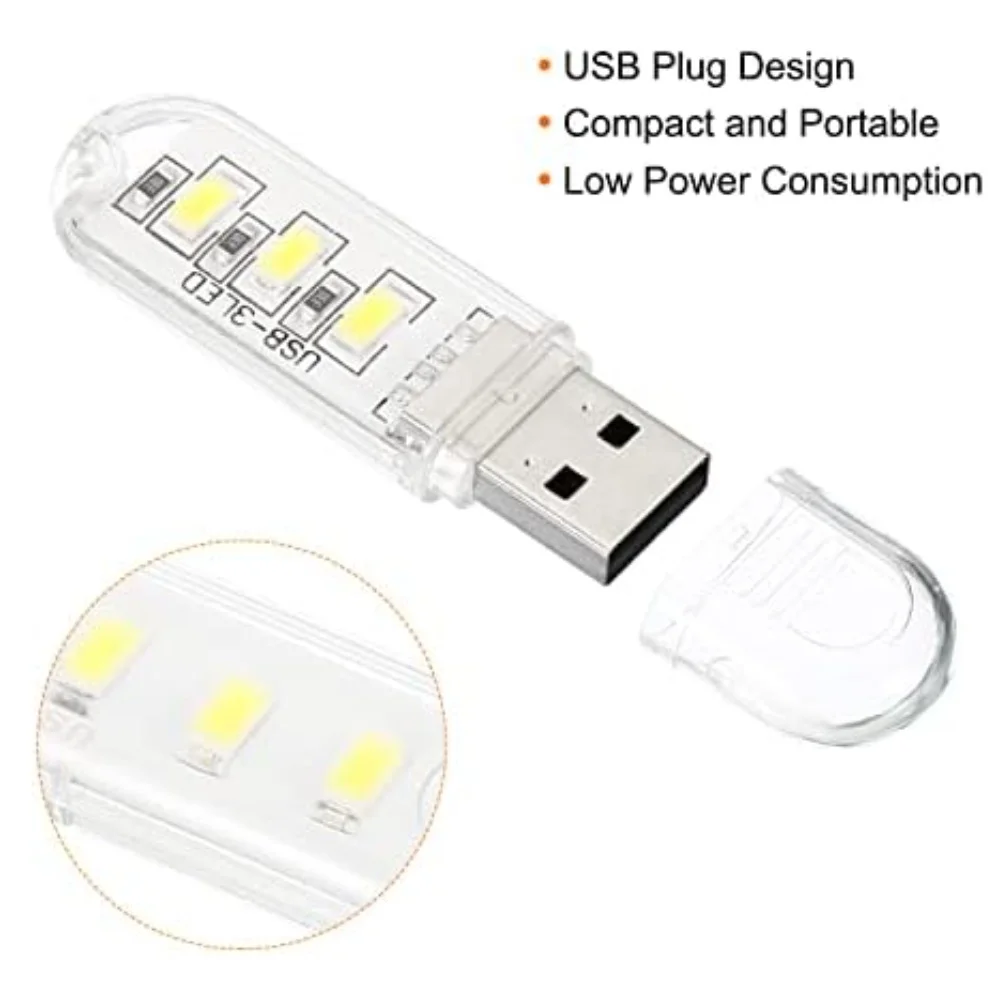 USB Night Light With Three High-brightness 5730 LED Beads Portable USB Night Light Energy-Saving High Brightness Tools Parts