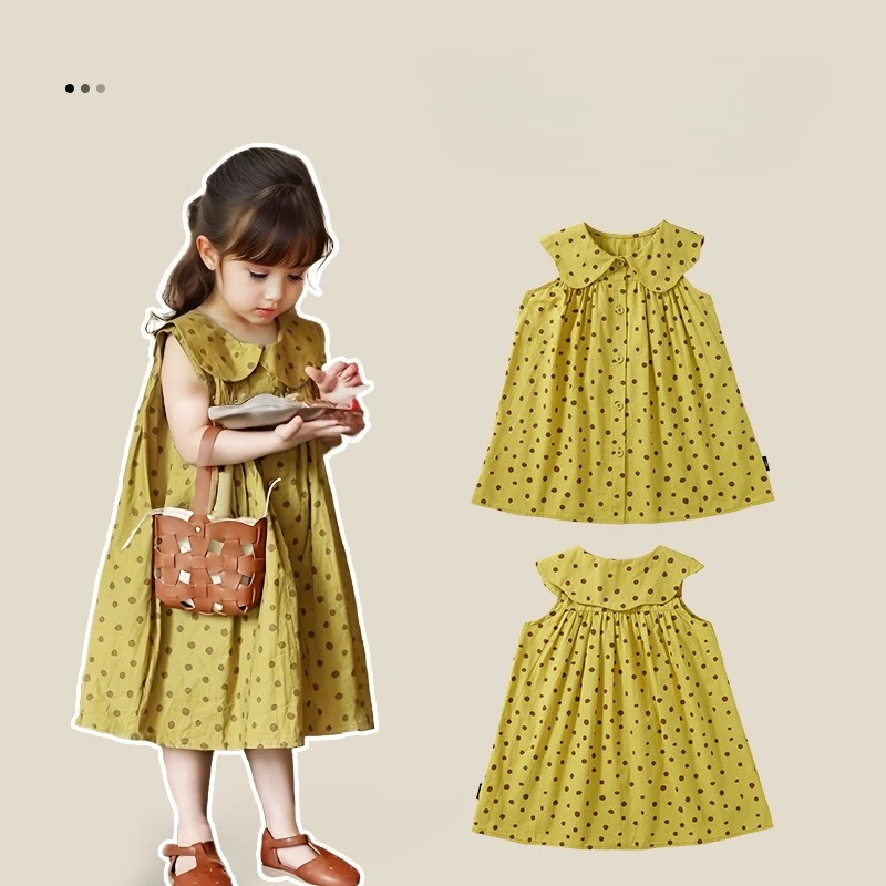 Sommerkleid für Mädchen, Kinderkleidung mit Punktmuster, Kleider für Kleinkinder, Geburtstagskleid für Kinder, Prinzessinnenkleidung für Kinder