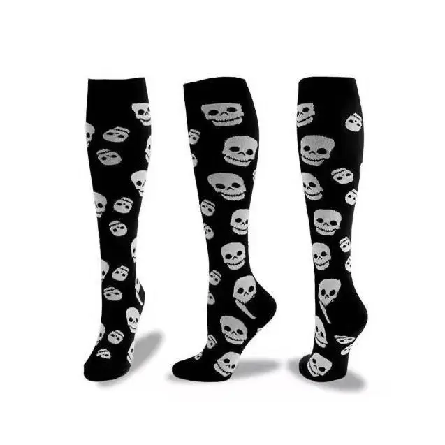 Halloween Skull Bone Bat Tooth Men's Sports Stockings Cycling Running Nurse Women socks Gift  Lolita  Japanese style