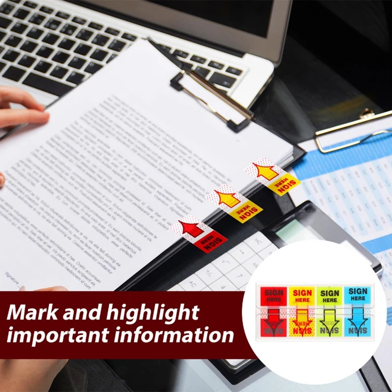 

A21I-500 шт., наклейки с надписью здесь, наклейки с этикетками, клейкие таблички, вкладки, знак, здесь, флажки для домашнего офиса, школы (4 цвета)