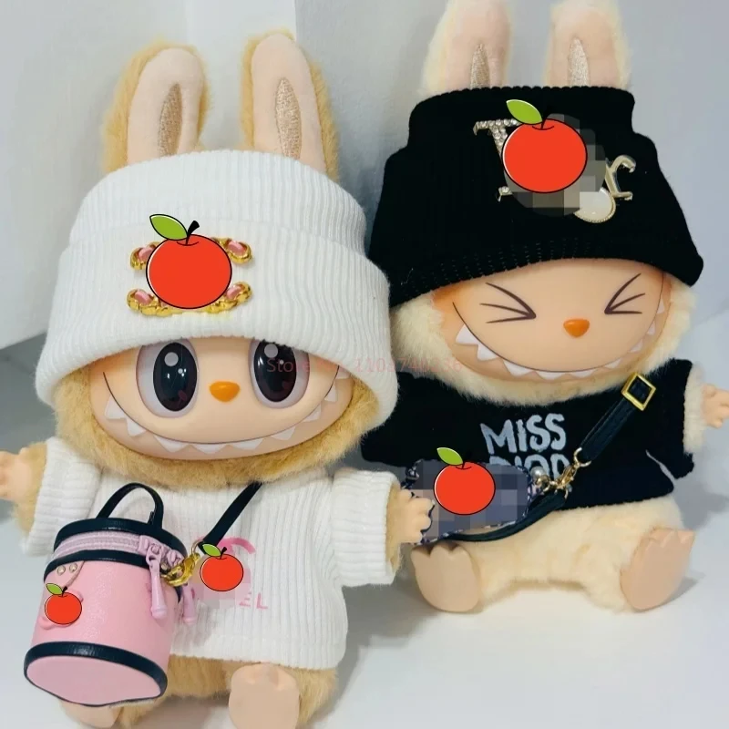 New Labubu 1st And2nd Handsome Cold Hat And Generation Casual Wear Thread T Set Macaron Sitting Party Cotton Doll Pendant Clothe