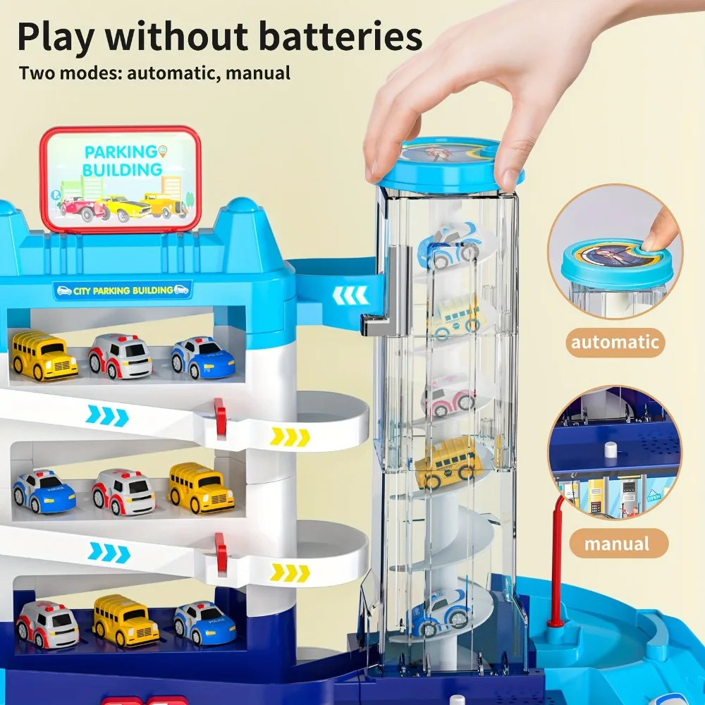 Coche de ferrocarril eléctrico para niños, estacionamiento de construcción, coche de carreras de aventura, juguetes para niños, coches de ferrocarril interactivos mecánicos cerebrales