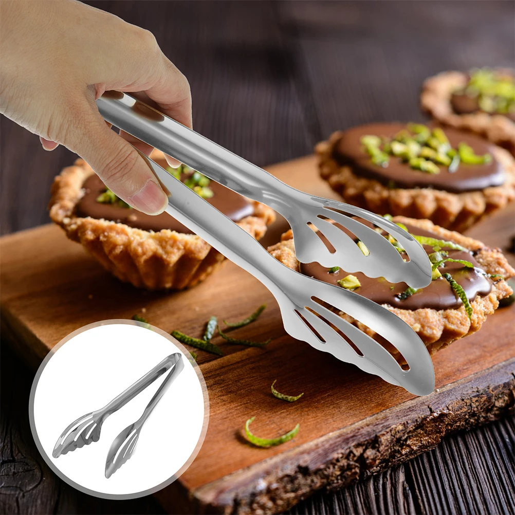 

2 Pcs Stainless Steel Food Tongs Cooking Pliers Serving Bbq Clamps Flipping Appetizer Barbecue Clips