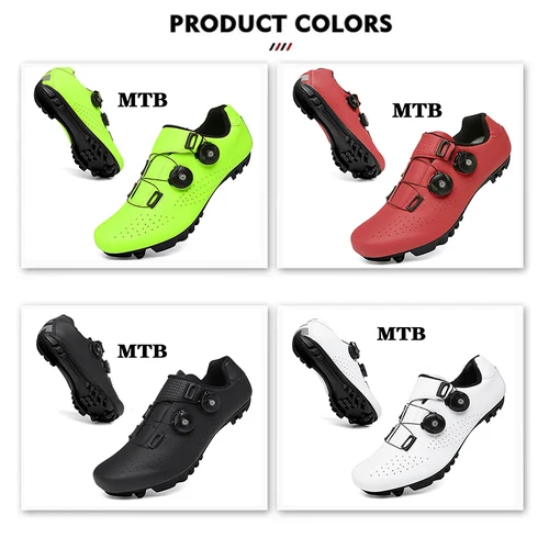 Imagen 2 del producto Zapatos profesionales para ciclismo de montaña, zapatillas SPD con tacos planos para exteriores con autosujeción, talla grande 48, zapatillas para bicicleta de carreras para hombre