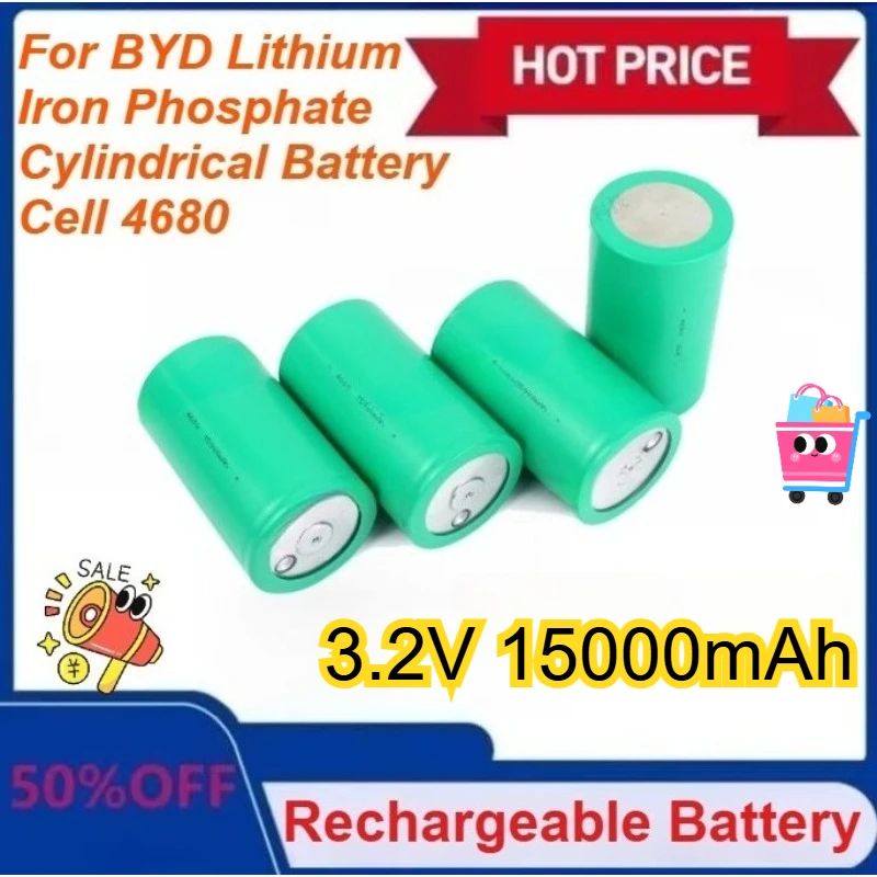 

New 15000mAh IronIII Phosphate Lithium Battery Cell for BYD Cylinder 4680 Type Suitable for Energy Storage and Electric Vehicles