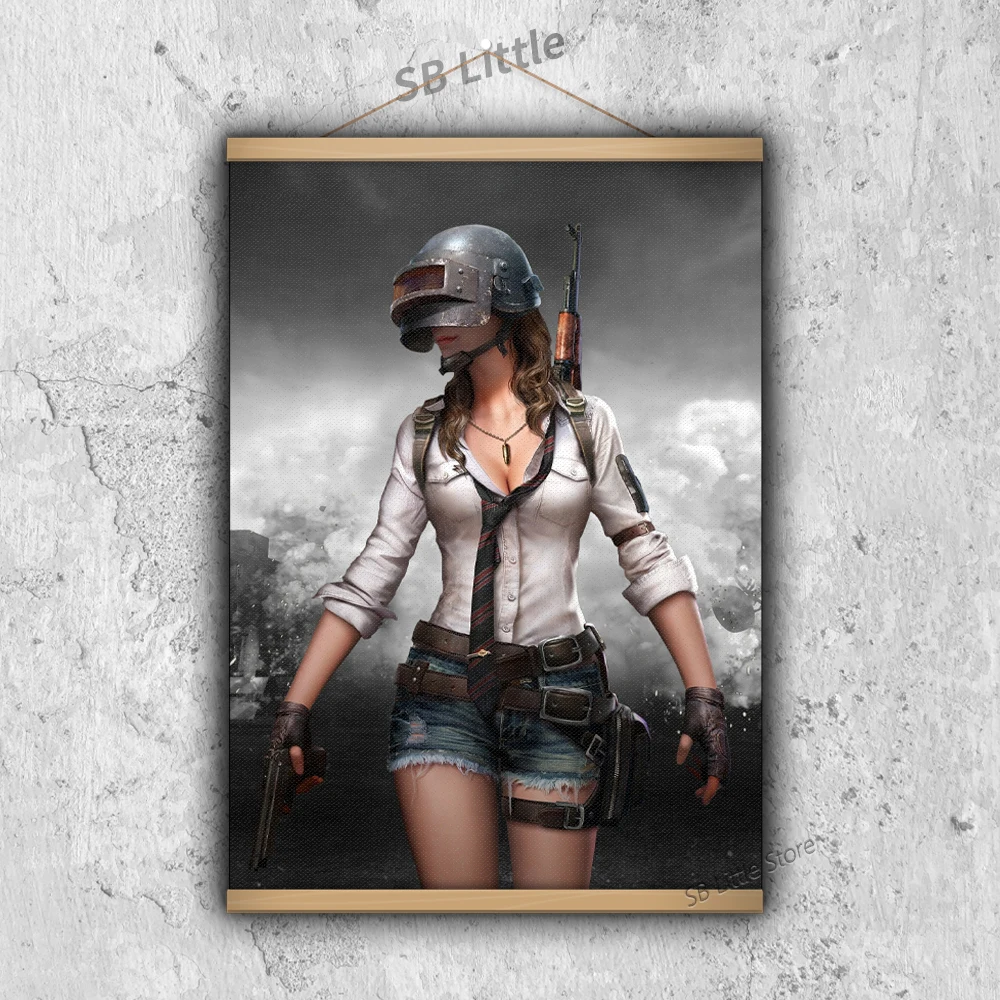 

PUBG PLAYERUNKNOWN’S BATTLEGROUNDS MOBILE Video Game Poster Canvas Printed Painting Wood Hanging Scroll Design Wall