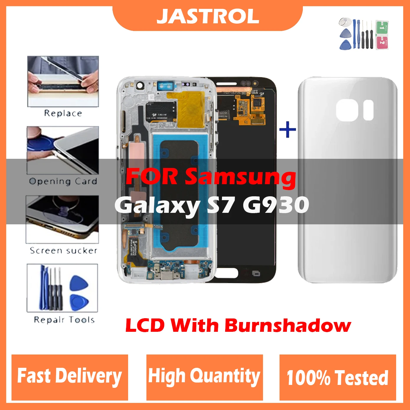 5.1\' Burn-shadow SUPER AMOLED LCD For Samsung S7 Display With Frame G930 G930F LCD Screen Digitizer Assembly With Back Cover