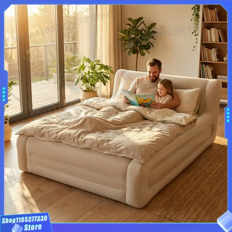 Portable PVC Flocking Air Bed with Built in Pump Custom Folding Inflatable Mattress for Indoor Household Use and Outdoor