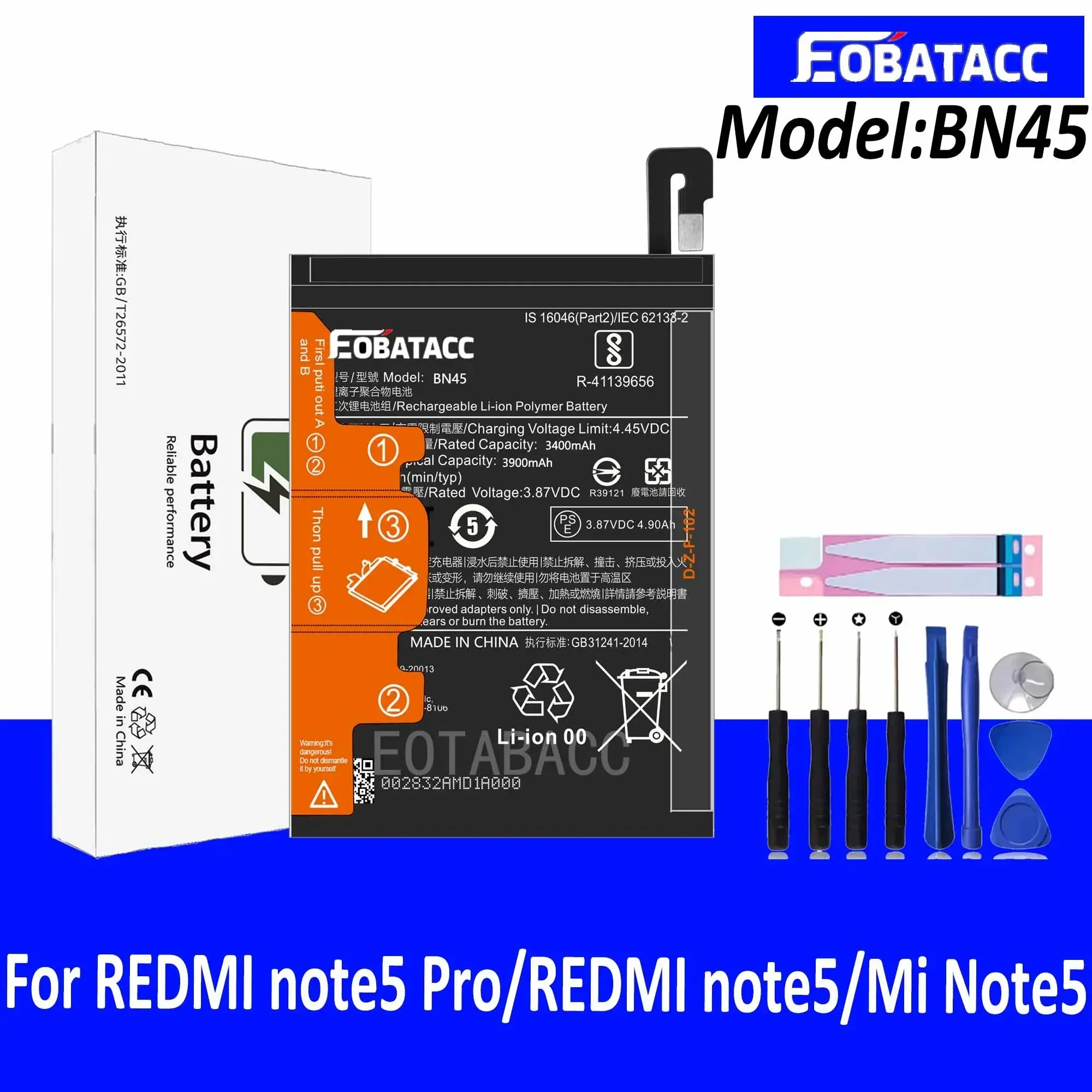 

EOTABACC 100% New Original Battery BN45 For XIAOMI REDMi note5 Pro/note5/Mi Note5 Battery +Tools