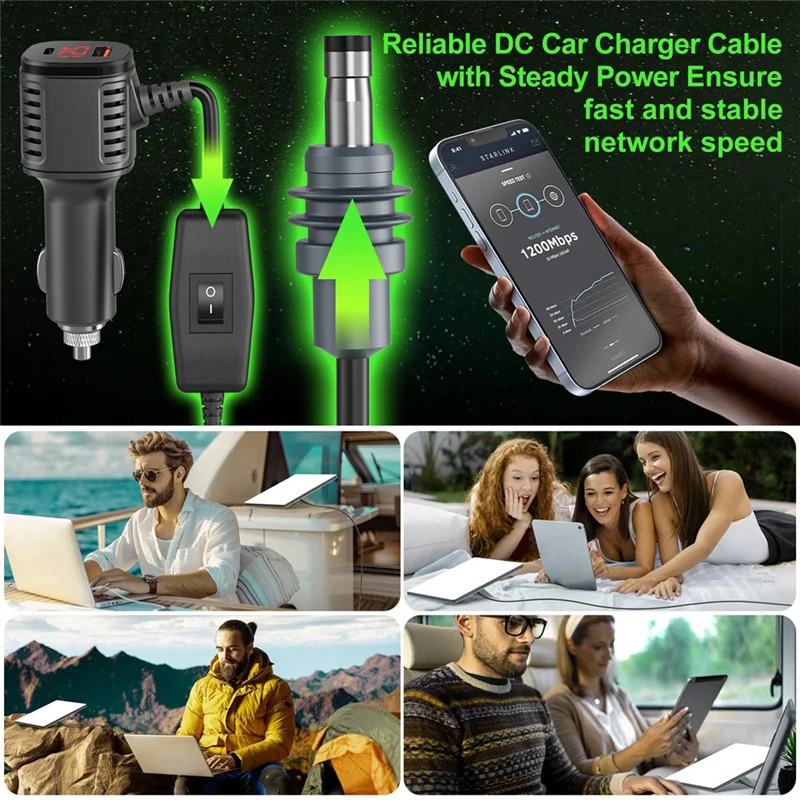A24U Multi Functional For Starlink Mini Digital 3-In-1 Car Charging Adapter 5M For DC Power Cord 2025 New