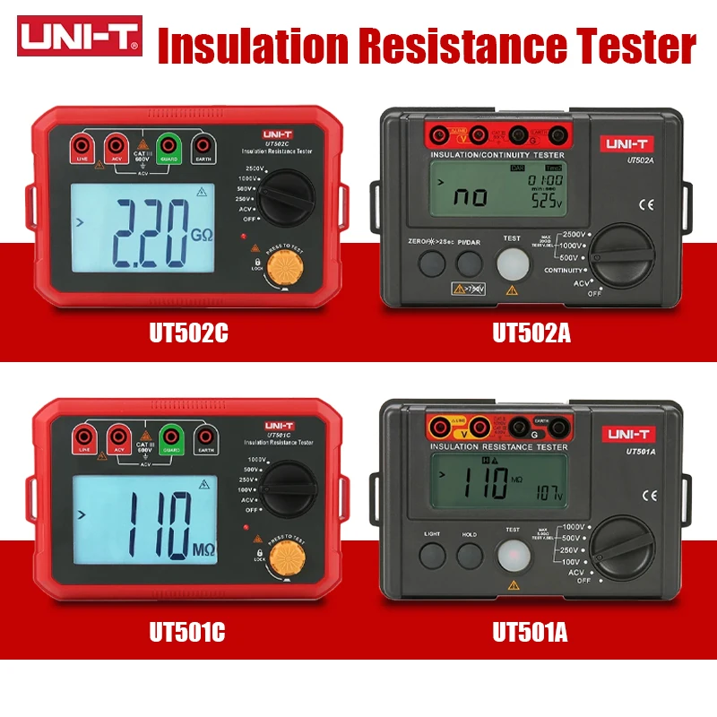 UNI-T جهاز اختبار مقاومة العزل مقياس المقاومة الرقمي Megohmmeter المهنية أوم قياس تستر الفولتميتر UT501 UT502