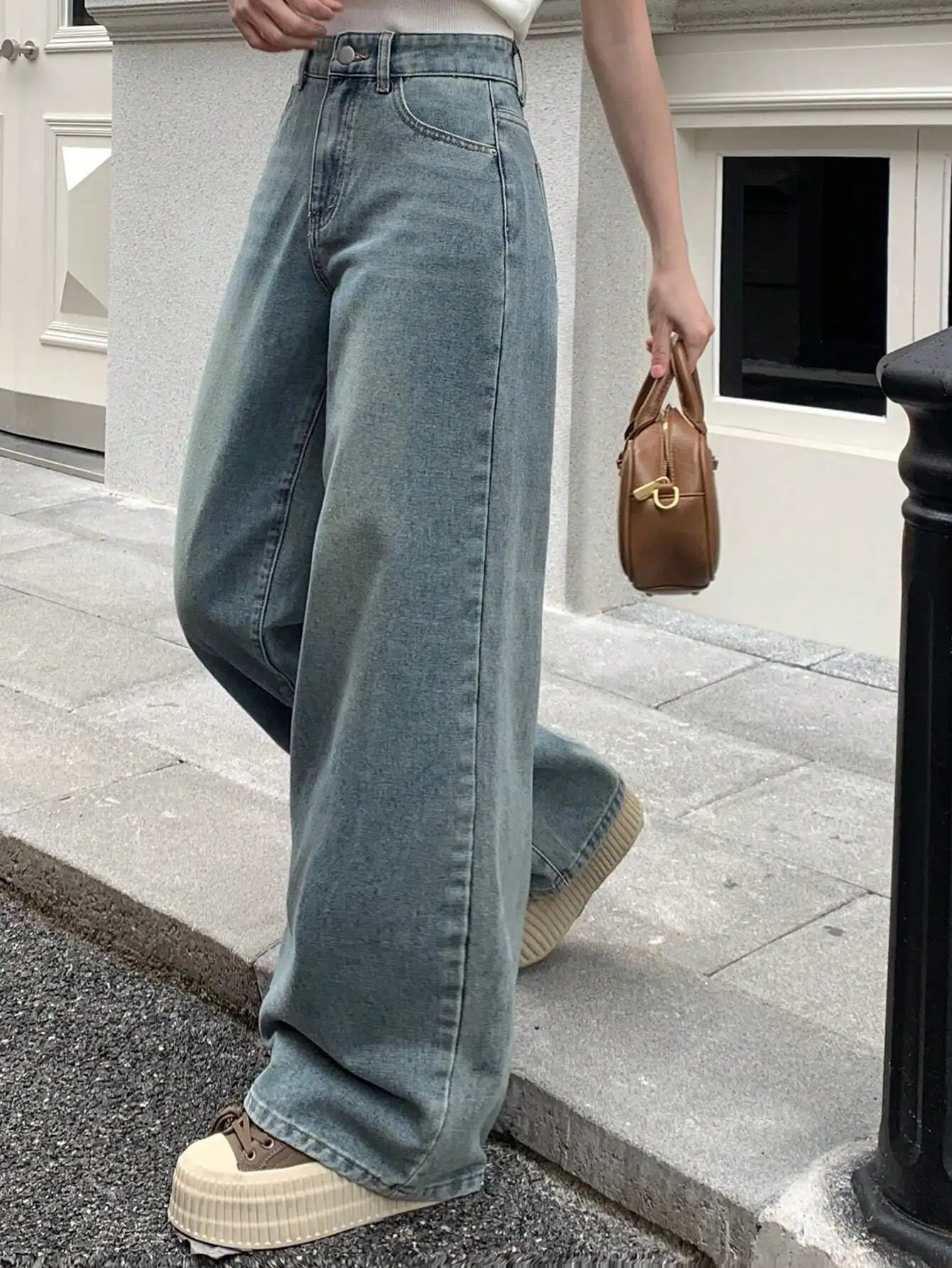 

Джинсы женские свободного кроя с широкими штанинами, с высокой талией, из денима, в стиле багги