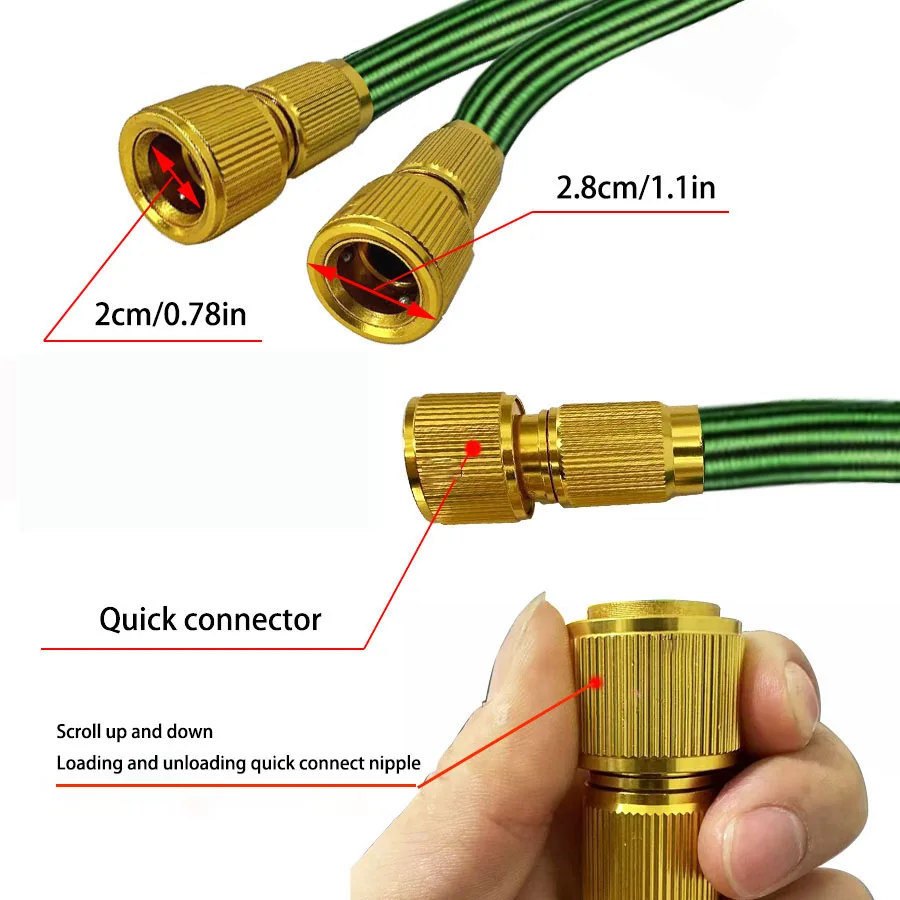TeleScopic Garden Hose Car Wash Water Pipe Long Rod with Foam Gun American Standard 3/4 Connector for Outdoor Cleaning