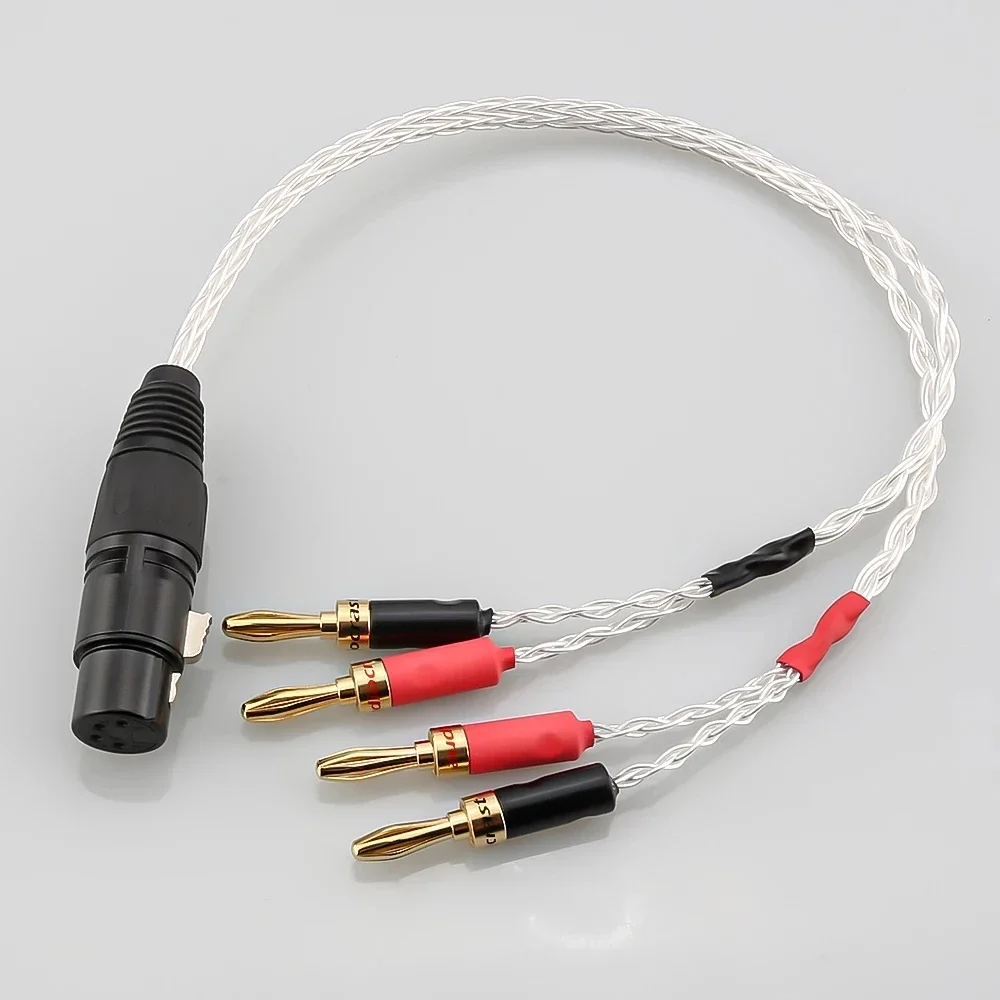 

OCC Silver Plated XLR Female 4pin to Deluxe 4mm Banana Plug Audio Cable Speaker Amplifier