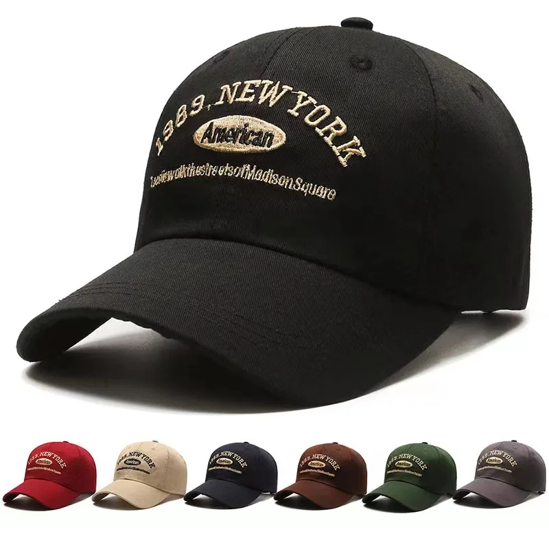 

Men and Woman's Embroidered 1989 New York American Baseball Caps Adjustable Casual Cotton Sun Hats Unisex Solid Color Visor Hats