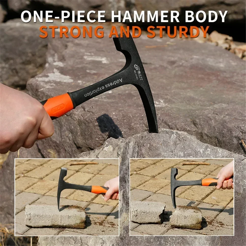 Multifunctional Hand Tool Geological Hammer Mine Exploration Survey Pointed Tip Multi-tool Construction Professional Tools