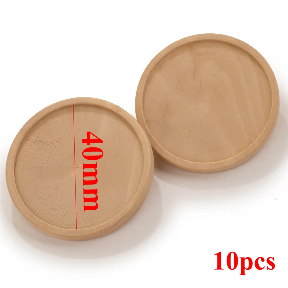 10pcs/lot Blank Wood Cabochon Brooch Base Settings 20 25 30 40mm Dia Round Bezel Tray Diy Brooches Pin Backs for Jewelry Making