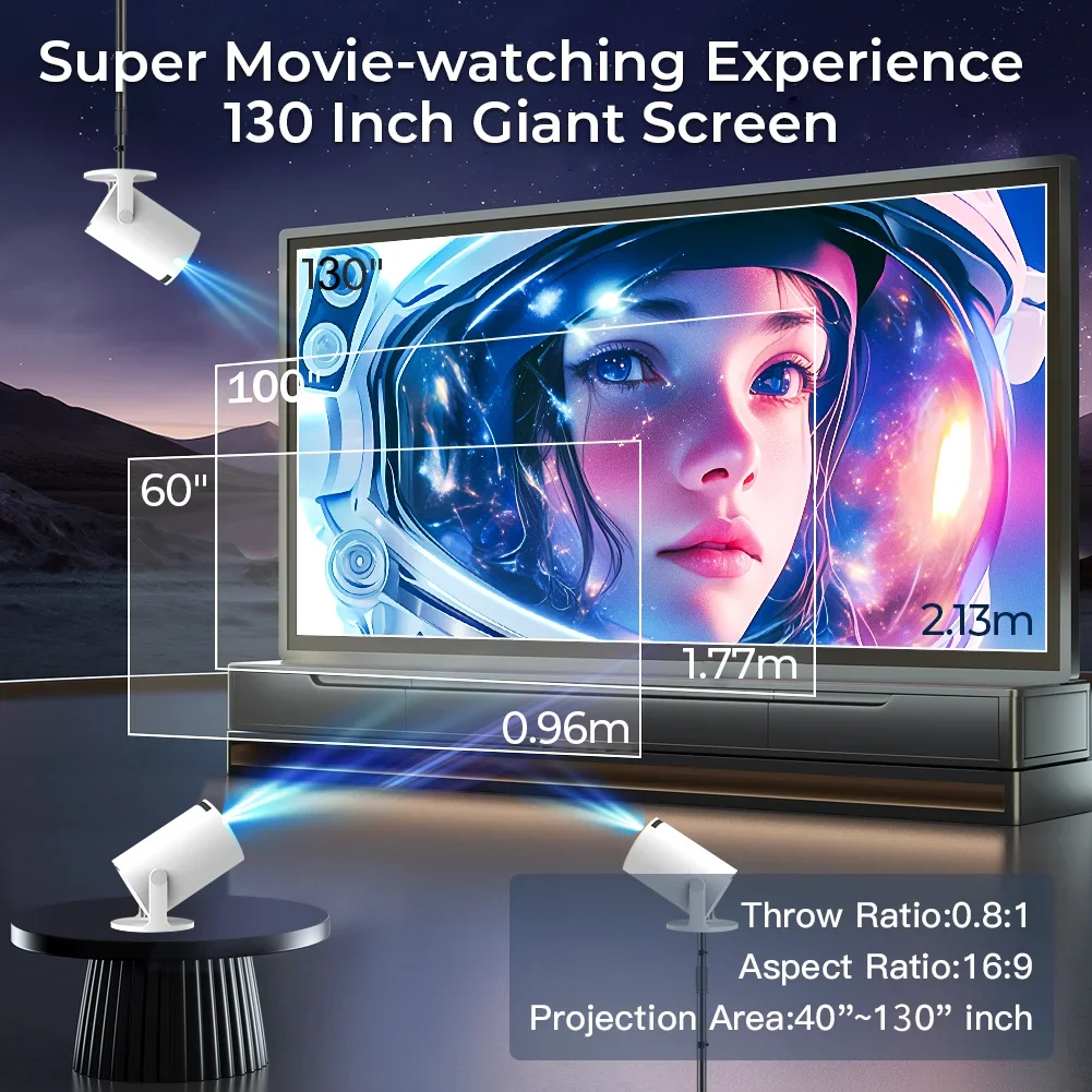 Upgraded HY300PRO Mini Projector with WiFi6 & BT5.4, Portable Beamer 4K Support, Auto Vertical Keystone 180° Rotation for Movies