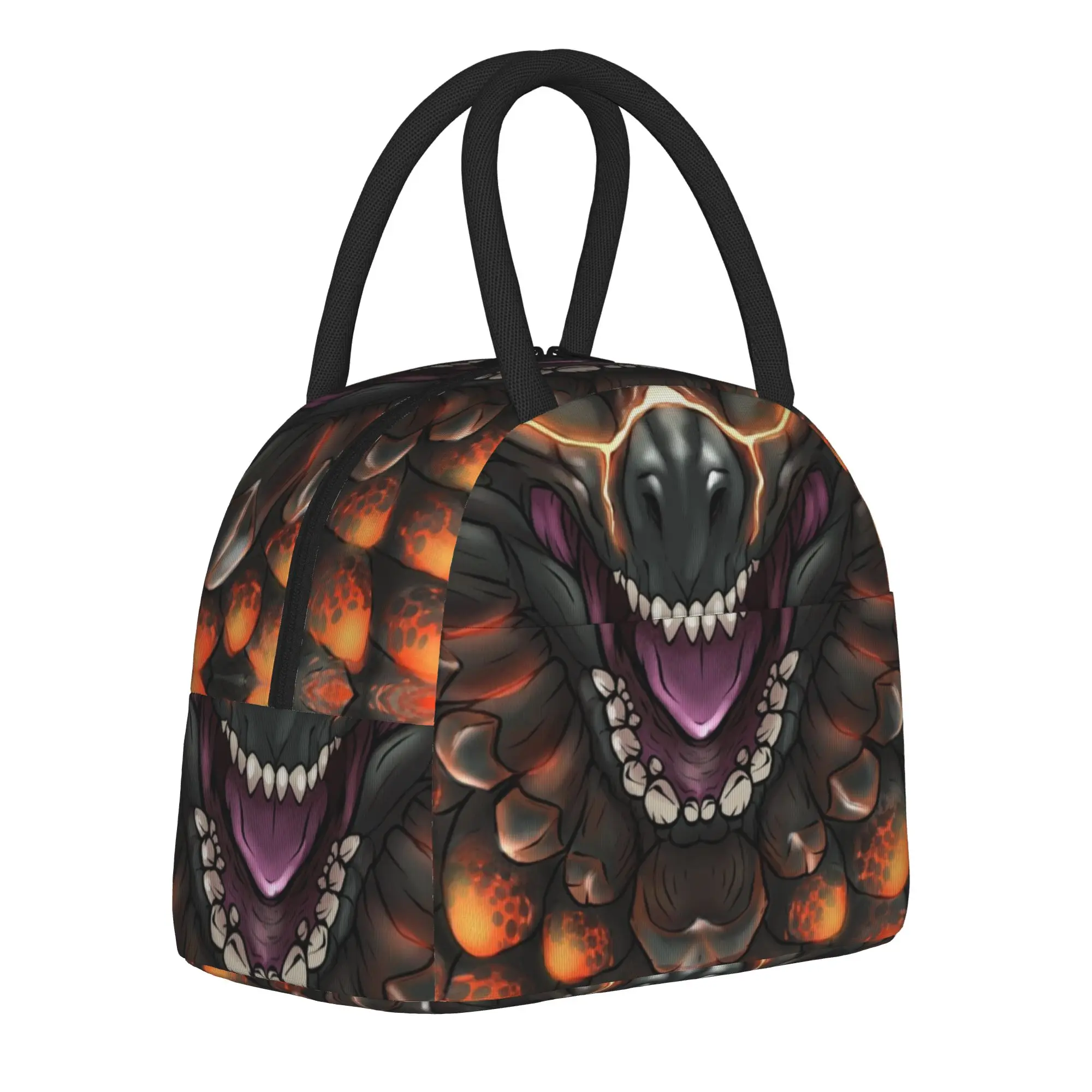 Bazelgeuse Monster Hunter World Insulated Lunch Bags Thermal Bag Reusable,Lunch Container Kanji Game MHW Tote Lunch Box