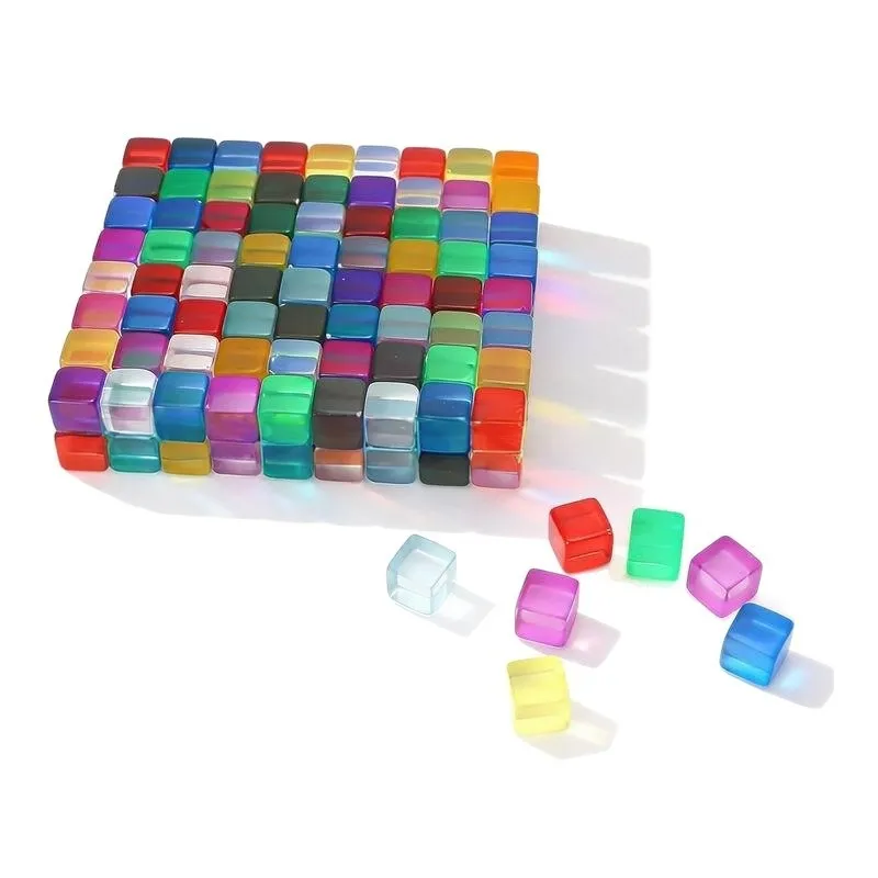 Cubi acrilici di cristallo arcobaleno ad alta trasparenza Blocchi di gemme impilabili Blocchi di costruzione sensoriali per bambini che imparano l'ombra luminosa a colori