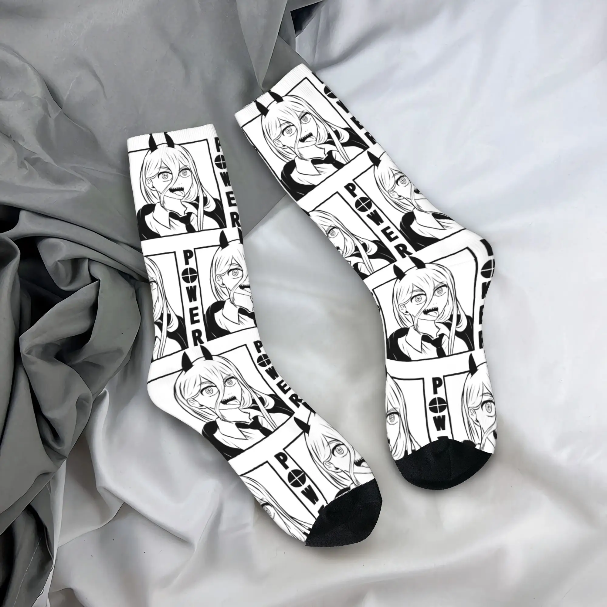 Fashion Male Men Socks Casual Chainsaw Man Power Sock Polyester Anime Manga Sport Women's Sock Spring Summer Autumn Winter