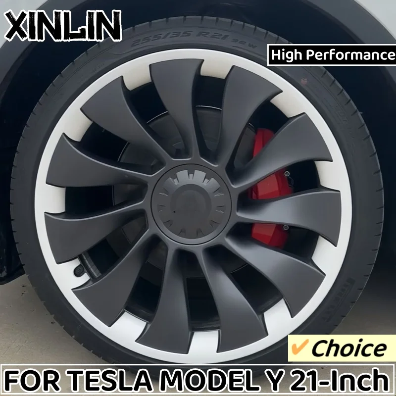 4PCS Hub Caps for Tesla Model Y 21-Inch Hight Performance Wheel Hub Protection Ring Replacement Full Rim Cover Accessories 2023