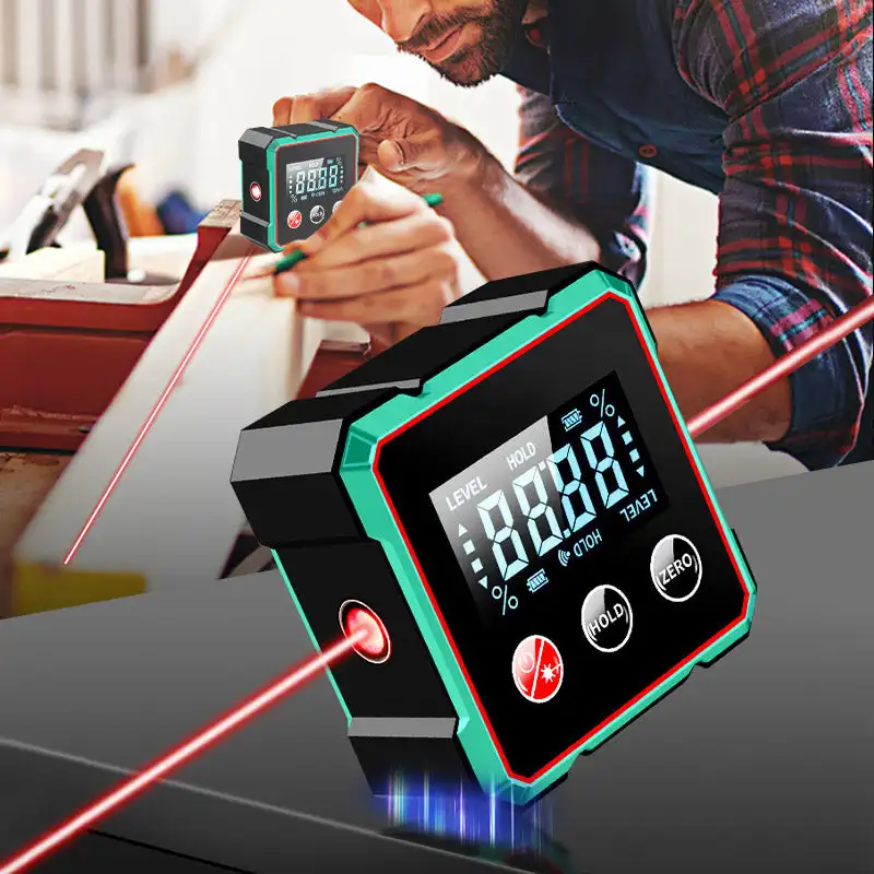 Magnetic Digital Angle Finder with Electronic Laser Singel/Four-sided Mini Electronic Protractor Digital Display Inclinometer