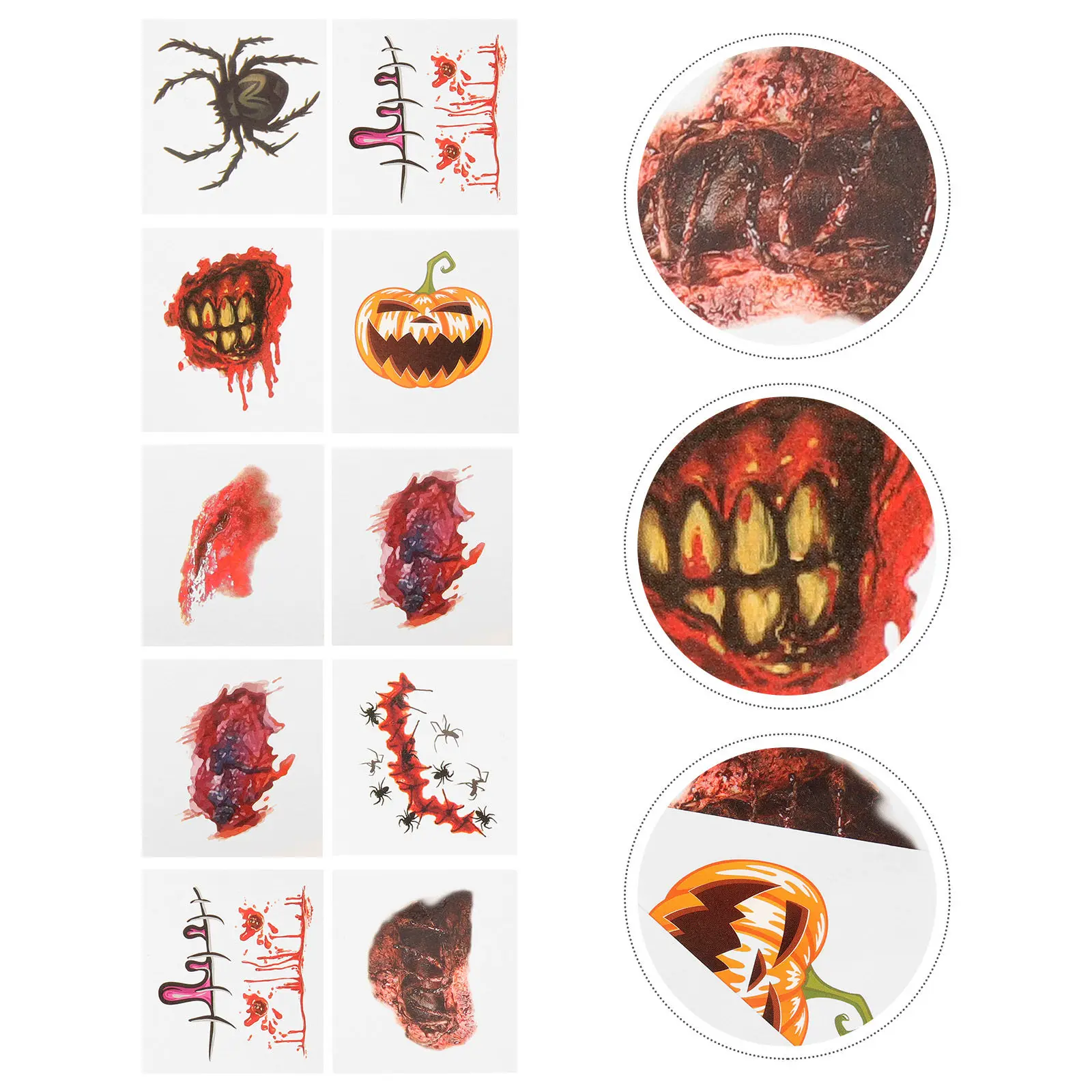 

40Pcs Halloween Face Scars Tattoos Realistic Wound Stickers Scar Decals Costume Makeup Temporary Fake Blood Body Makeup