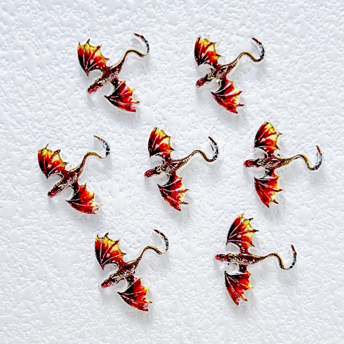 20Pcs Stereo Mini Dragon Resin Nail Charms, Gradient Color Wing Flat Back Nail Decor for Dark‑Style DIY Press‑on Manicure Access