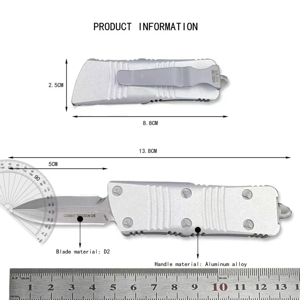 Portable MIC 121 Assist Hunting Pocket Knife D2 Blade Aluminum Handle Outdoor EDC Camping Hunting Rescue Survival Knife