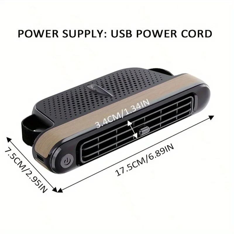 1pc USB Wired Car Seat Cooling Fan, Dual Turbo 3 Speed, Quiet Compact Business, Universal, P D&S, Gift For Car Lovers