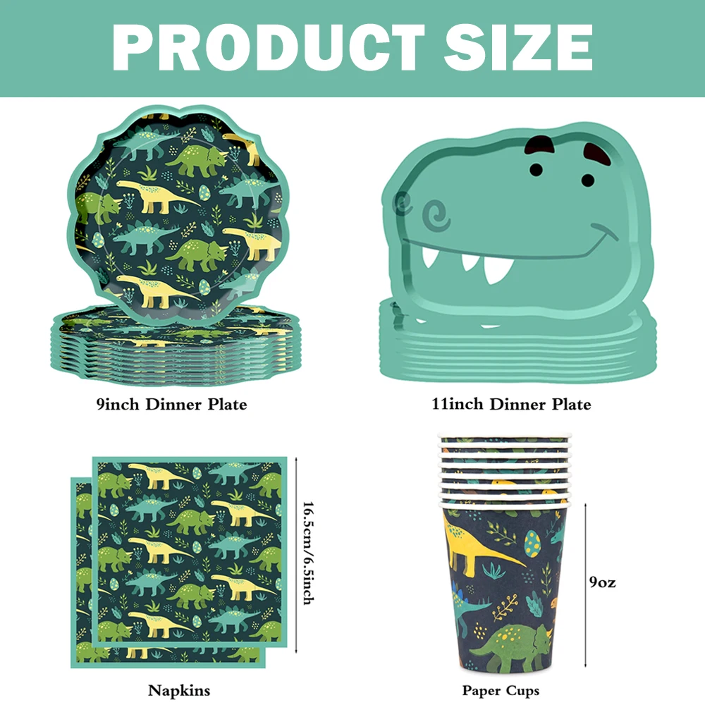 Dinosaur Party Tableware Plates Cups Napkins Banner Roar Dino Birthday Decorations Boys Baby Shower Jungle Safari Party Supplies
