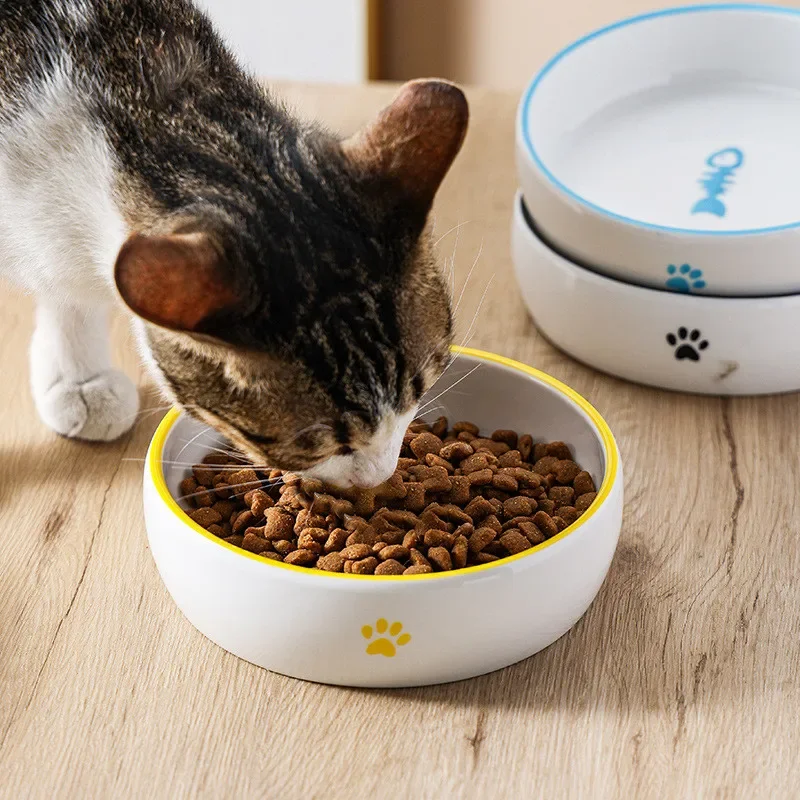Ceramic Pet Dog Bowl Anti-skid and Anti-overturning Cats Dogs Food Bowl To Protect Cervical Spine Small Pet Supplies Accessories