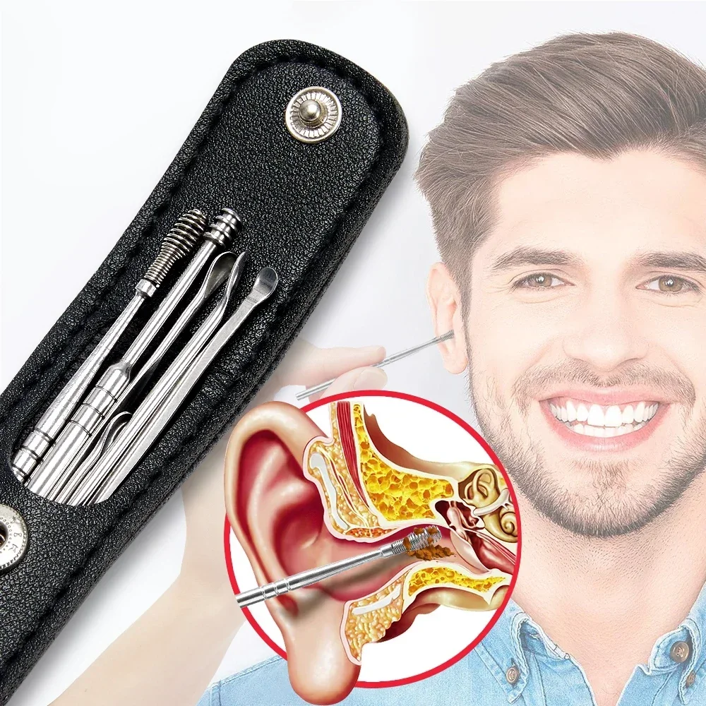 Ear Cleaner 6pcs/set Ear Wax Removal Tool Spiral Rotating EarPicking Spoon Ear Picker Spoon For Cleaning Collecting Ear Wax