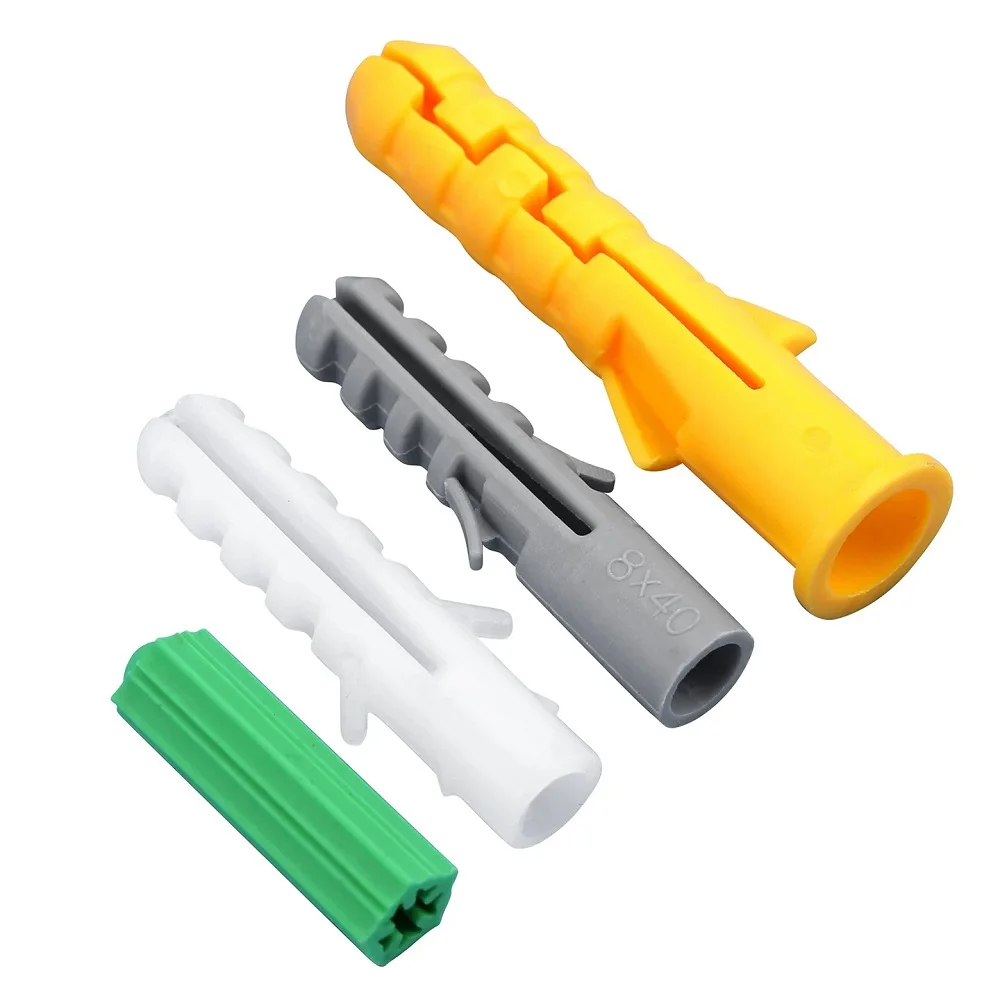 50/100/200pcs M6 M8 M10 Plastic Expansion Pipe Column Concrete Anchor Wall Plug Gray for Home Garden DIY Application