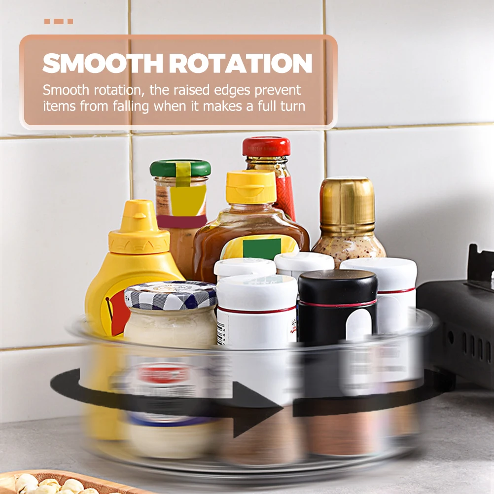 

Rotating Shelf Spice Organiser Multi-functional Kitchen Storage Rack Turntable Condiment Holder Organizer Tray