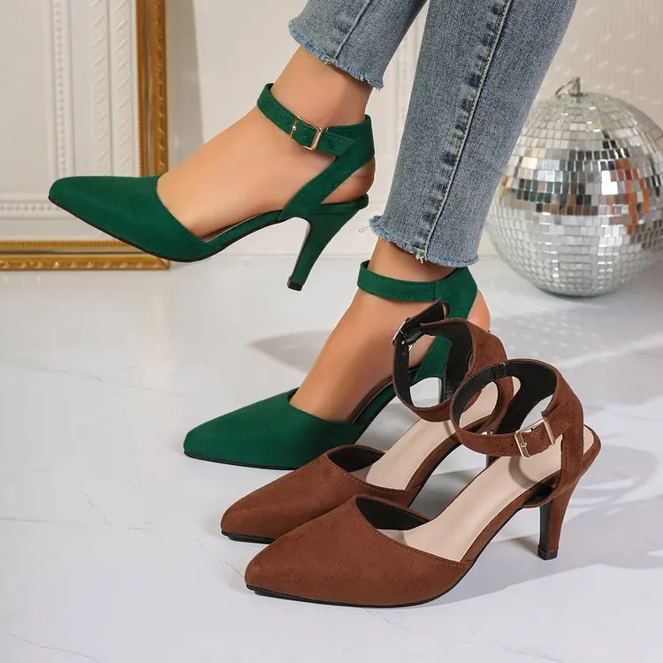 2024 New Shoes Green Blue Women Pumps Fashion Women Office Shoes Sexy High Heels Silk Stiletto Heels Women Sandals Plus Size 43