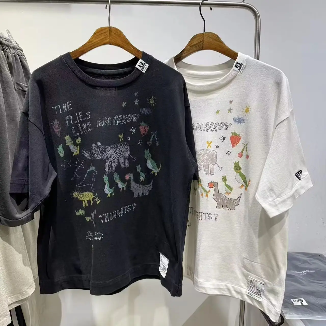 New Japanese-style men's and women's creative print loose round-neck five-inch short-sleeved T-shirt