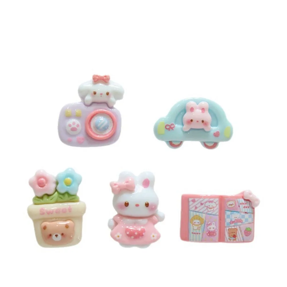 10pcs Mini Kawaii Resin Rabbit Car Flat Back Cabochons Scrapbook Diy Party Hairpin Accessories Home Decoration Craft