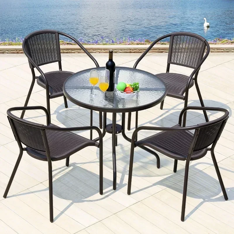 

L # New Design Patio Outdoor Furniture Sets Rattan / Wicker Furniture Sets Garden Table And 4 Chair Sets